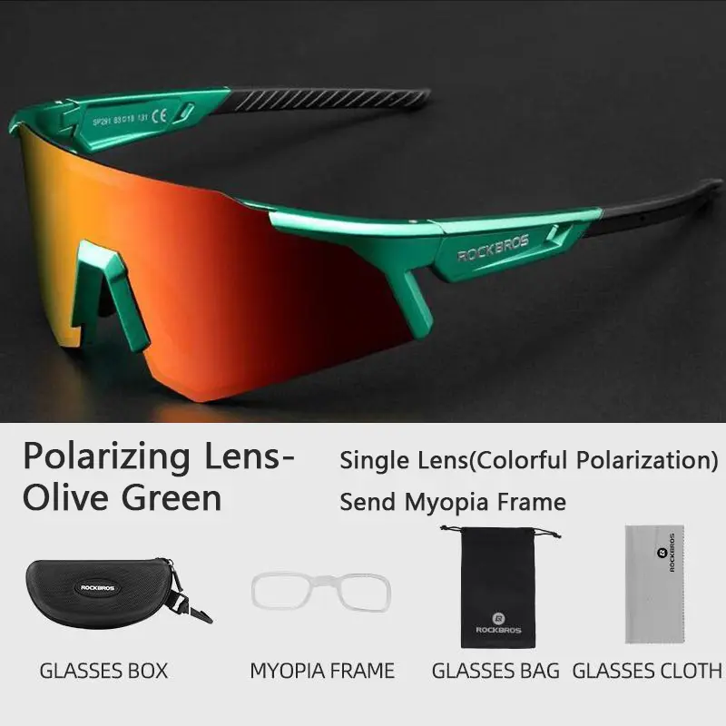 ROCKBROS Polarized Lenses Sports Sunglasses - Lightweight, Adjustable, UV Protection, Sport-Ready Glare Cut Unisex Cycling Gear for Men Biking, Outdoor Leisure Eyewear
