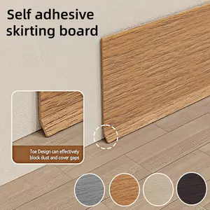 2m x 8cm Wood Grain Self-Adhesive Skirting Board, Flexible Vinyl Wall Baseboard Trim, Peel and Stick Decorative Strip for Living Room Home Decor