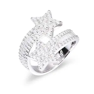 【#R297】Star Ring UCCIYO Lab-Created Moissanite UCCIYO 925 Sterling Silver Moissanite Star Rings For Women Luxury Bling Iced Out Bright Stars S925 Wedding Engagement Party Gift