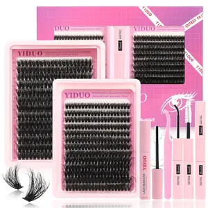 520 Pcs Volume Lash Clusters Eyelash Set Kit 60D+80D Thick Volume Lash Extension Kit 12-20mm Wispy Individual Lash Kit with Seal, Remover, Lash Applicator, Eyelash Extension Glue, Eyelash Tools for Beginners and Proficient, DIY at Home Easily