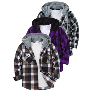 ZITY Men's 3 Pack Flannel Hoodie Shirts Long Sleeve Casual Vintage Button Down Plaid Shirt Jacket with Front Pocket Durable Anti-Pilling Anti-Fading Machine Washable Gift for Dad Classic Soft Stylish Sweatshirts