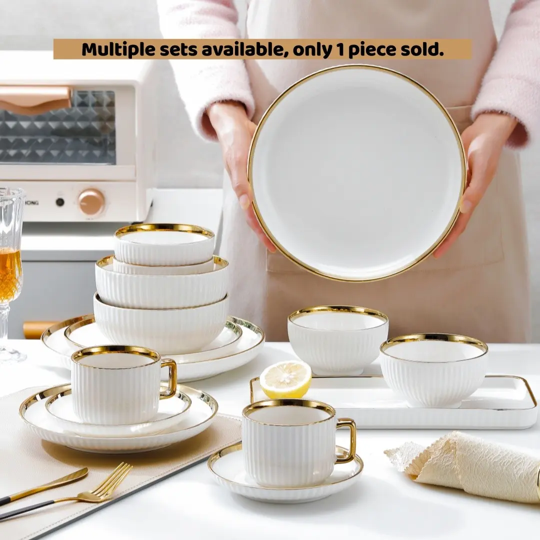 Multiple Ceramic Tableware Sets - Customize Your Own Combination, Vertical Stripes, Suitable for Multiple People, Dishwasher & Microwave Safe, Ceramic Dinnerware Set, Dishes Set