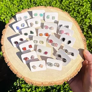 Handmade Crystal Stud Earrings Natural Hypoallergenic Stainless Steel Daily