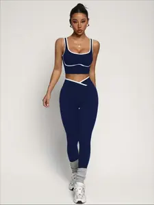 Women's Yoga Tank Top & High Waisted Athletic Long Pants Set, Seamless Design, Slimming Waist Control, Lift Chest and Butt, Outdoor and Casual Wear, Gym Clothes Workout, Athletic Style Activewear