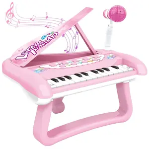 Baby Pink Piano Toy 5-in-1 Kid Piano Keyboard with Microphone 12-18 Months Girl Electronic Musical Instrument Education Birthday Gift