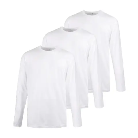 Men's 3-Pack Cotton Long Sleeve Crew Neck T-Shirts - Basic Traditional Classic Fit, Breathable Fabric, Layer-Friendly, Regular/Big & Tall S-3XL, Casual Streetwear Workout Tops