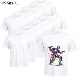 Joyclub 10 PCS Blank T-Shirts for Adults Unisex White Polyester Shirts Sublimation Crew Neck Short Sleeve Team Uniforms