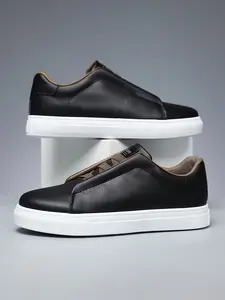 Men's Solid Color Lace Up Low Top Sneakers, Casual Comfortable Sports Shoes for Outdoor Walking Jogging Traveling, Breathable Non-slip Sneakers