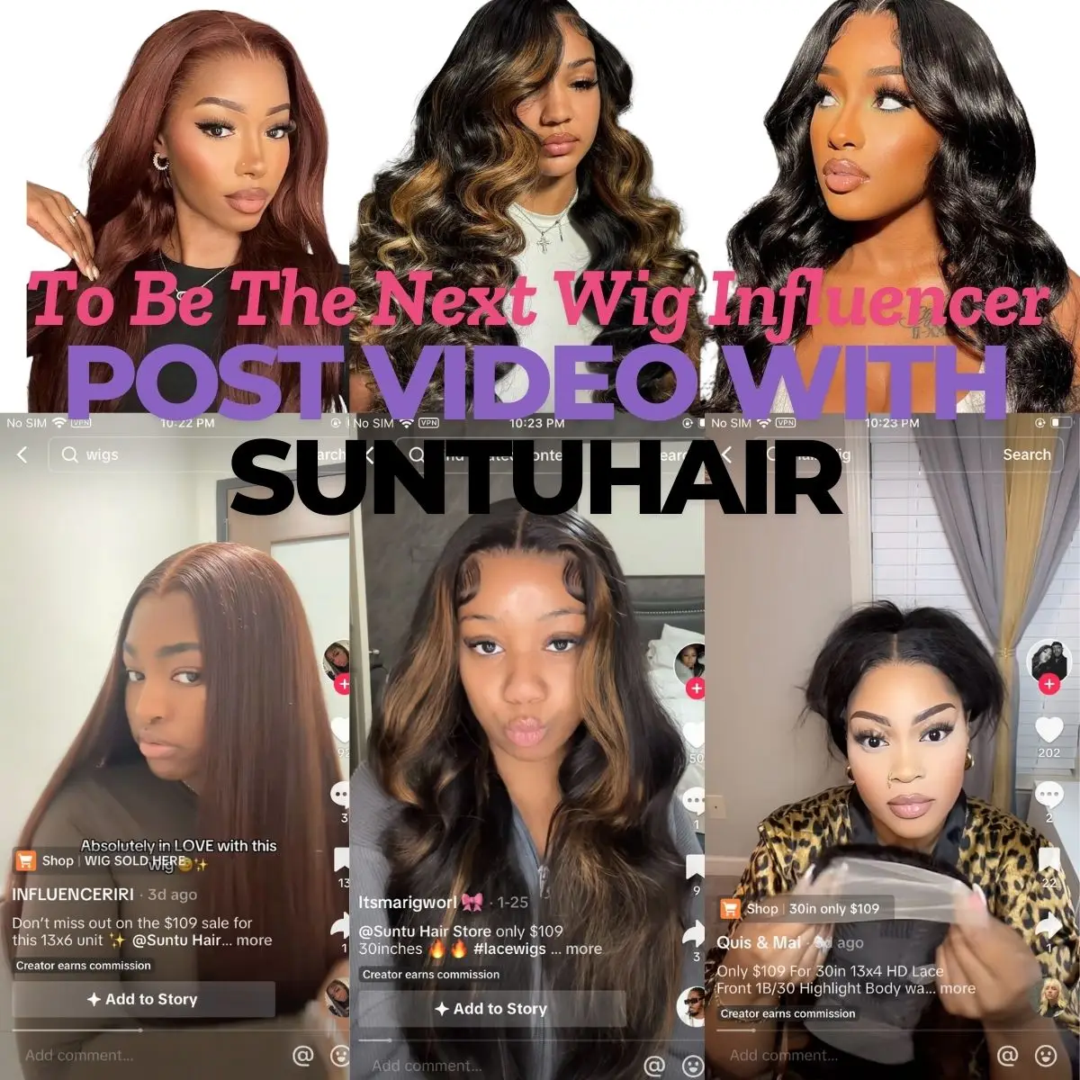 Human Hair Wig Share Video Challenge to Be The Bext Wig Influencer Suntuhair