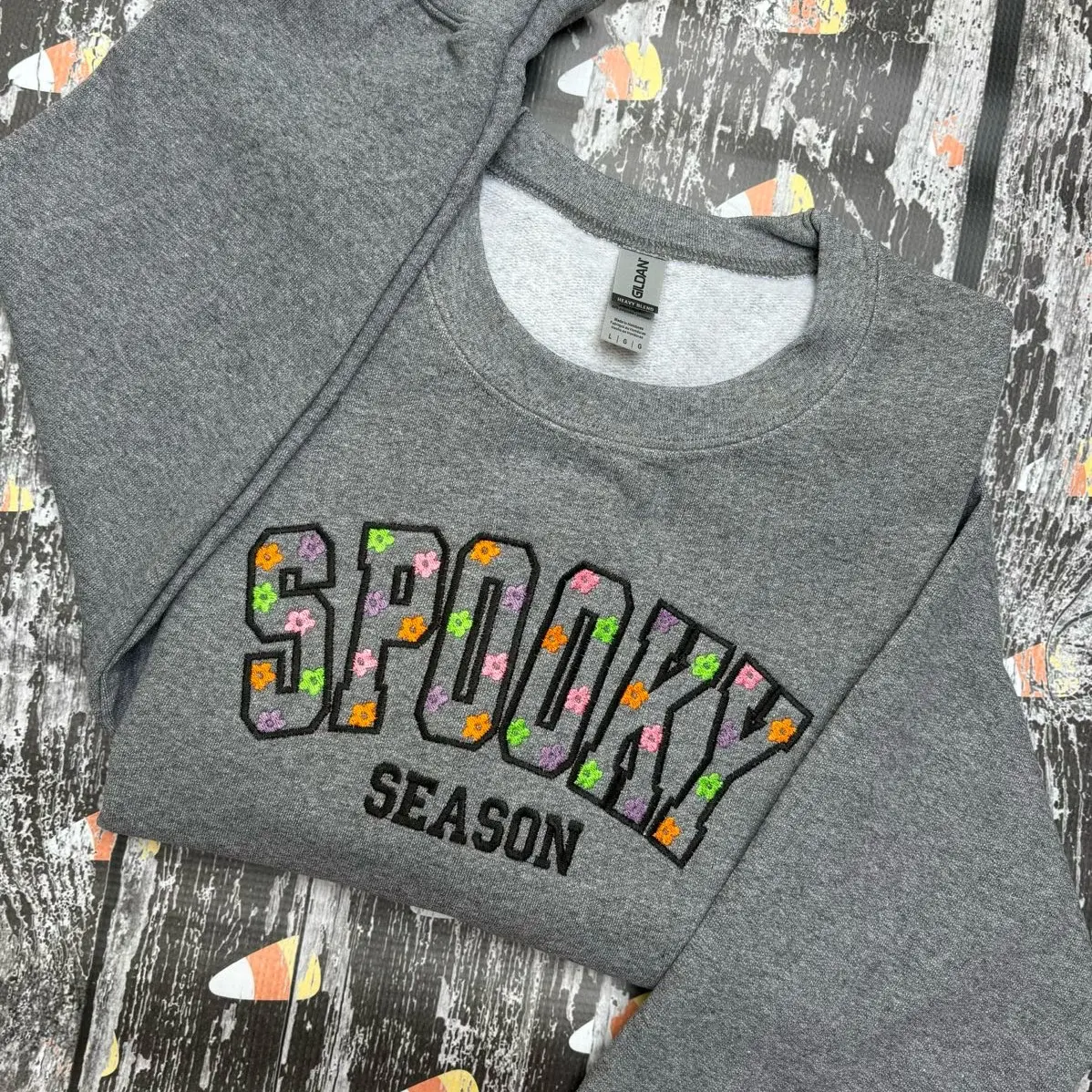 Aesthetic Spooky Season Embroidered Crewneck Sweatshirt