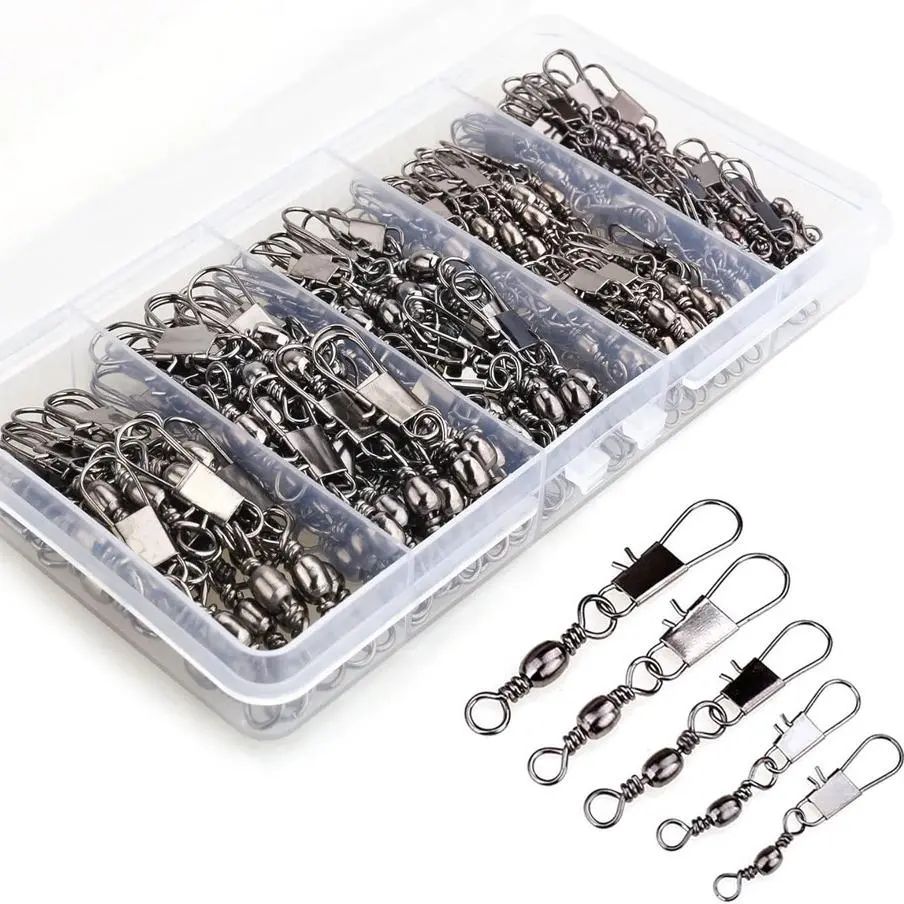 Tubular Quick Release Swivel Fishing Accessories, 200pcs/box Fishing Tackle Accessories with Ball Shaft Swivel Connector for Quickly Connecting Fishing Lures, Fishing Swivels, Fishing Gear Accessories