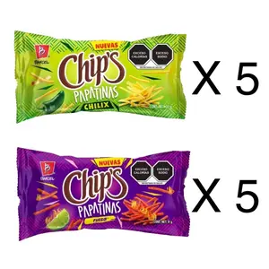 Barcel Papatinas Pack - 10pz (5 Fuego & 5 originales) Chips Snack Crispy & Crunchy Bite