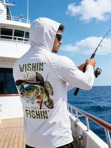 Men's Fishing Hoodie Face Cover Neck Sailing Shirt, Long Sleeve Hunting Jersey, Summer Performance Fish Gear, Beach Tops Wear, Climbing Uniform, Outdoor Apparel, Premium Outdoor Apparel