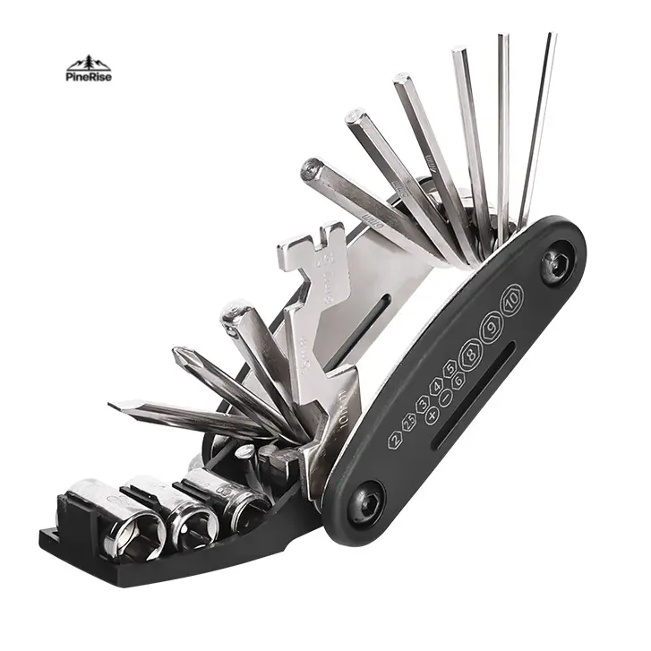 Portable Foldable Bicycle Repair Multi-Tool Kit - Tire Lever Set, Puncture Patch Tool, Wrenches, Universal Outdoor Cycling Maintenance Accessories, Portable Foldable Tool Kits, Tire Lever Set Tool Kits, Multi-Tool Tool Kits