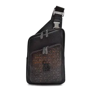 Cuadra DU595 MN Brown Stamp Leather Shoulder Bag