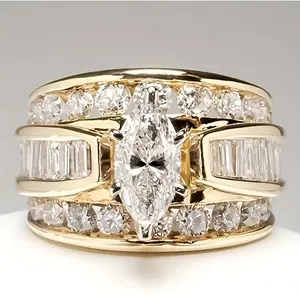 925 Silver Inlaid Diamond New Electroplated Zircon Ring European and American Fashion Engagement