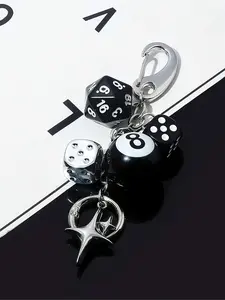 Dice-Shaped Alloy Keychain Jewelry, Fashionable Cute Design, Suitable for Car Keys, Backpack Pendants, Bag Decorations, Lightweight Durable Trendy Accessory