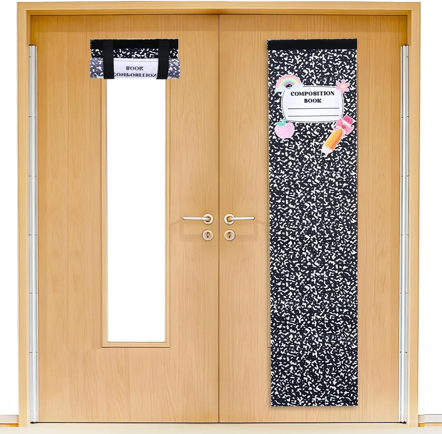 PC Classroom Door Window Cover, Back to chool Composition Book Classroom Door Window Curtain for Office Classroom Decor Glass Window Darkening Blackout Roller hades upplies