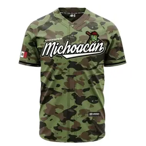 (GREEN CAMO) AGUACATEROS DE MICHOACÁN Baseball Jersey, Mexico Jersey for Men Women Youth And Kids, Mexico Baseball Shirt, Hiphop Jersey, All-Over Print Baseball Jersey