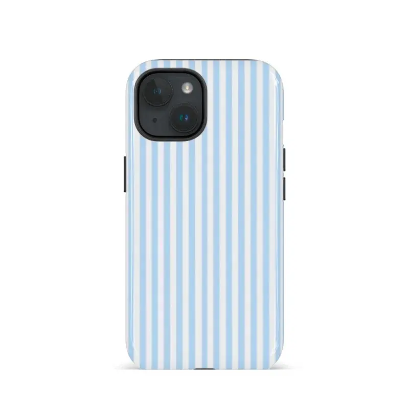 Minimalist blue and white stripes Cover for iphone 17 phone case 16 pro max 15 Plus 14 13 12 11 Cute, clear, military-grade, high-end, durable, shockproof, and drop-resistant 2-in-1 glossy phone case