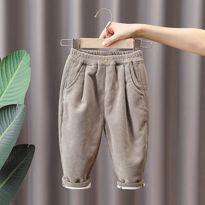Unisex Kids' Corduroy Sweatpants, Cozy Thermal-Lined Thick Winter Joggers for Toddlers 2T-6T, 3T, 5T