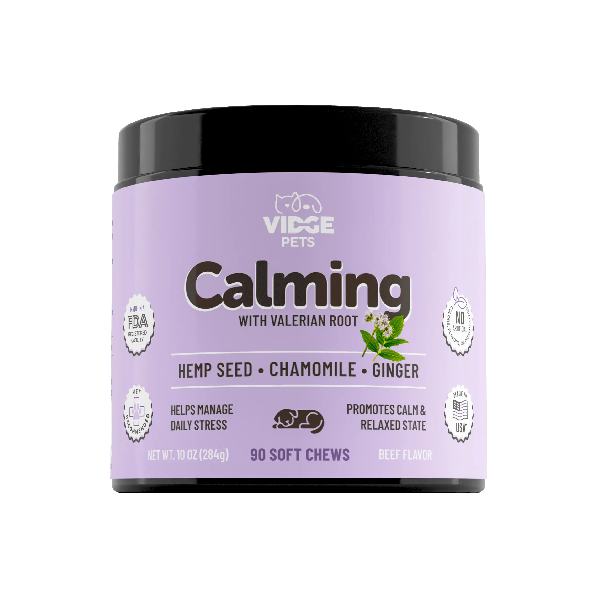 VIDGE PETS Calming Chews | Beef Flavor Dog Stress Relief VIDGE PETS Calming Chews | Beef Flavor Dog Stress Relief