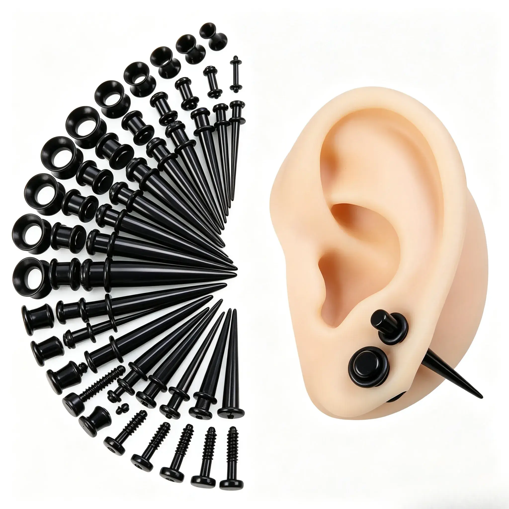 Ear Stretcher Gauge Set UV Acrylic Taper Plug Ear Expander Kit Multiple Color Pack Lightweight Resin Ear Gauges Piercing Jewelry for Ear Lobe Stretching Daily Body Piercing Decoration