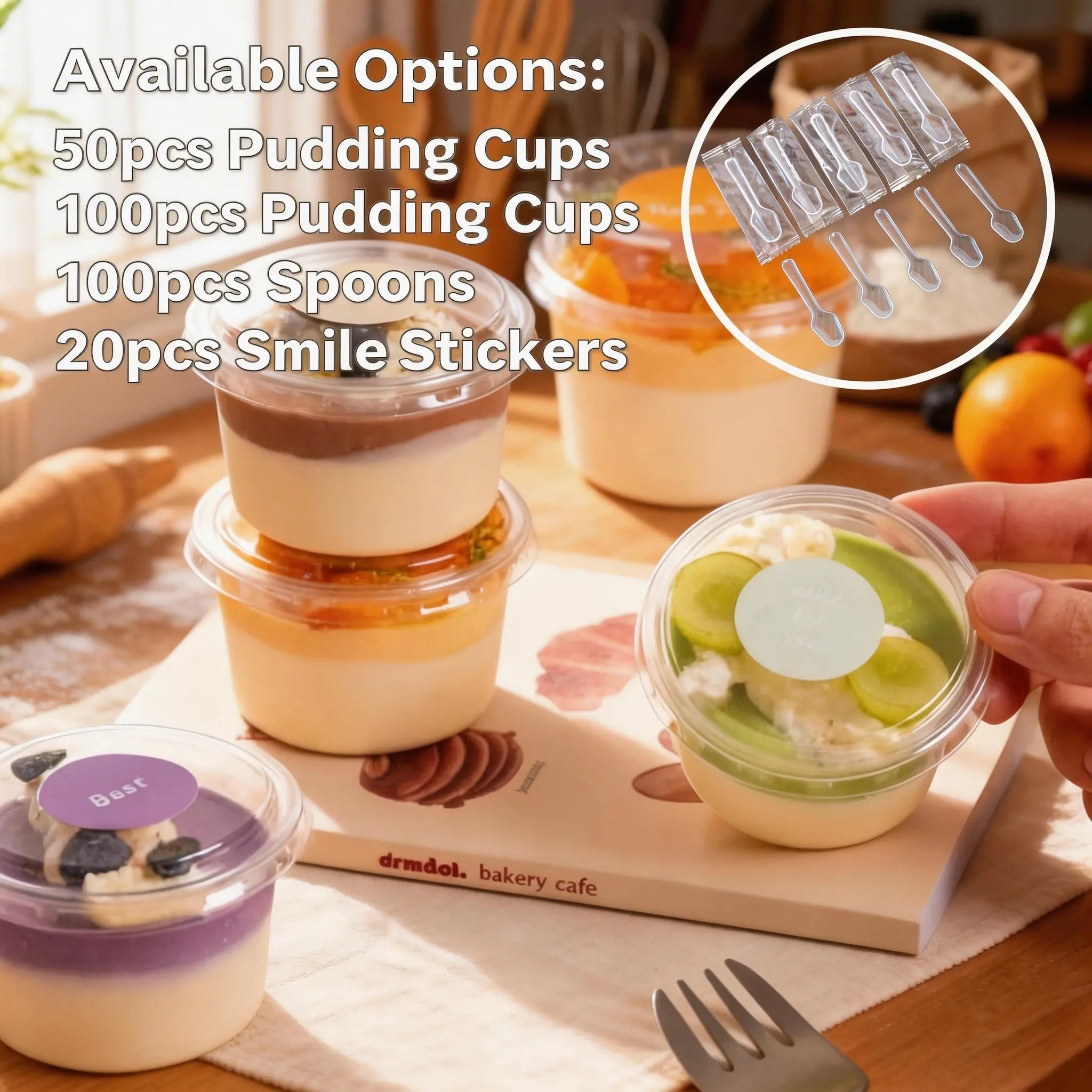 Reusable Cake Cups with Lids, Durable Yogurt Cups, Transparent Dessert Cups, Ideal for Cakes, Mousse, Cupcakes, Ice Cream