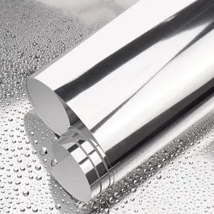 Electroplated Silver Vinyl Film Roll Material Car Paint Color Changing Sticker Decal For Cars Pet Motorcycle Body Bubble-Free Adhesive Vinyl Decals Multipurpose Car Decal Car Stickers
