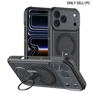 360 degree rotating bracket with honeycomb shaped hollow magnetic suction and shock absorption, suitable for iPhone 17 16 15 14 13 12 11 Pro Max Plus Air compatible with MagSafe wireless charging, a must-have summer phone accessory