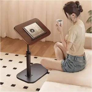 Computer Workstation Foldable Modern C-shaped Adjustable Side Table with Height Adjustment 360° Rotatable Coffee Table Durable Metal & Wooden Structure Perfect Laptop Table for Sofa