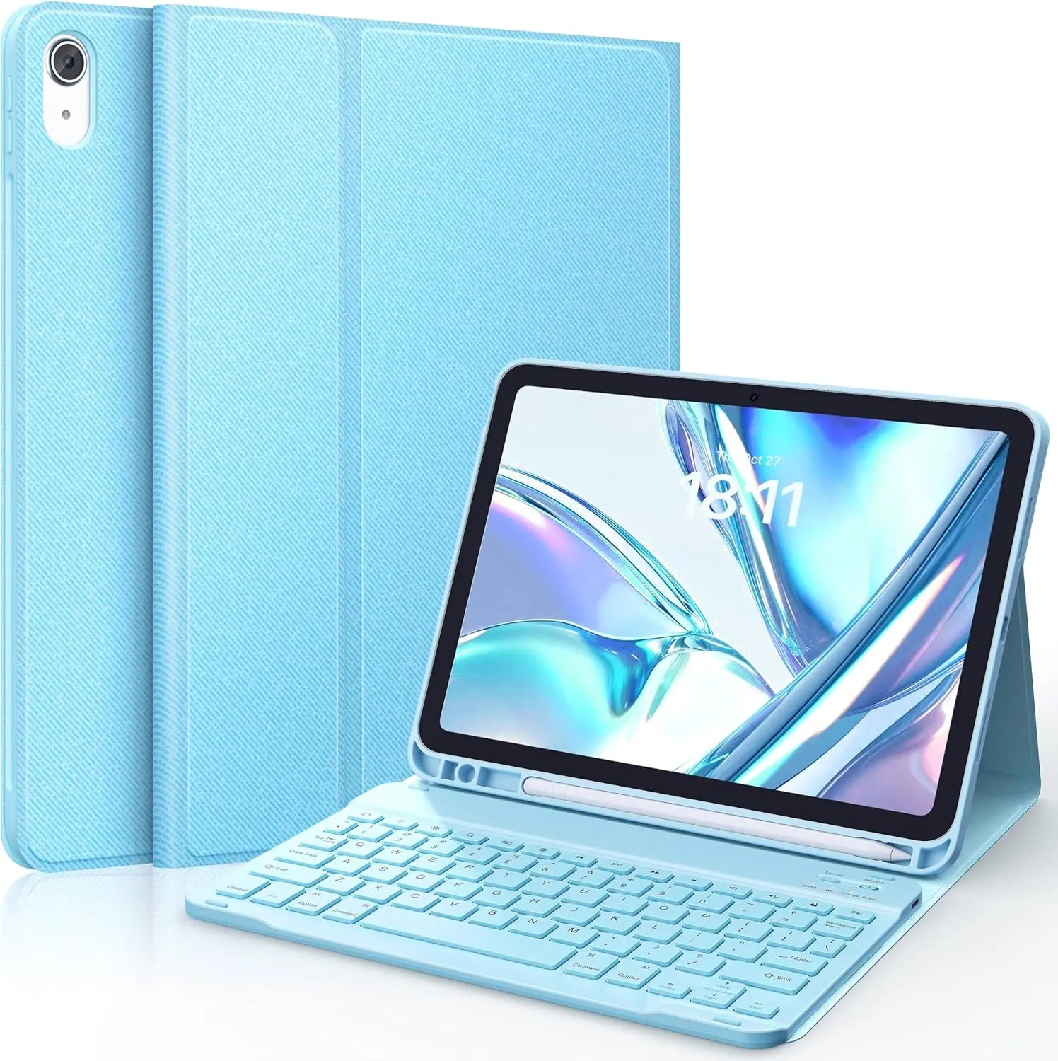 CHESONA Keyboard Case for iPad (A16) 11th/10th Generation (2025/2022), Detachable Wireless Keyboard, Stand Folio Keyboard Cover with Pencil Holder, Thin & Light.