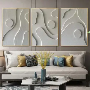 3pcs Abstract 3D Texture Wall Decor, Modern Bohemian Canvas Oil Painting Print Poster, Living Room Bedroom Minimalist Home Unframed Decoration, Canvas Wall Art