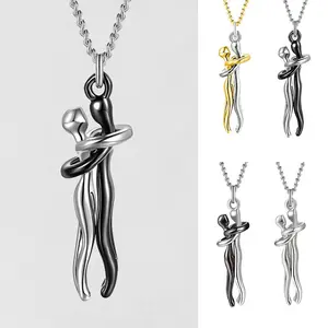 Emotion Brand Love Hug Necklace Unisex Men Women Couple Jewelry Simple Temperament Clavicle Chain Valentines Day Lover Gift Brass Material Stylish Design Comfortable Wear