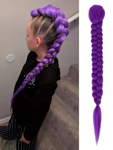26 Inch Long Braid Hair Extensions, Synthetic Fiber Box Braiding, Synthetic Braided Hair, Ponytail Clip-In, High Quality & Heat-Resistant, Cosplay Halloween Costumes, Synthetic Hair Pieces