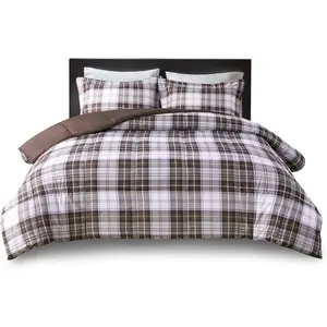 Parkston Plaid Comforter, Matching Sham, 3M Scotchguard Stain Release Cover,-, King/California King, Brown, 3
