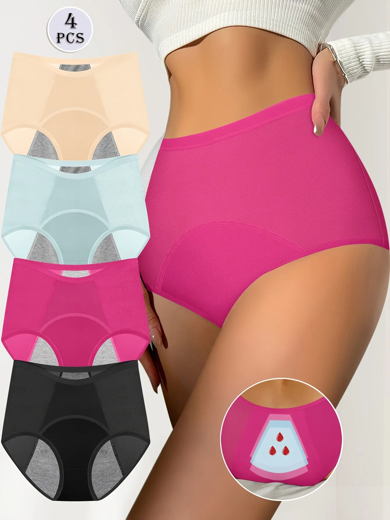 Women's Extra High-Waisted Leakproof Period Panty - Lady's Breathable Nylon Soft Brief, Stretchy Seamless Minimalist Soft Lingerie Underwear