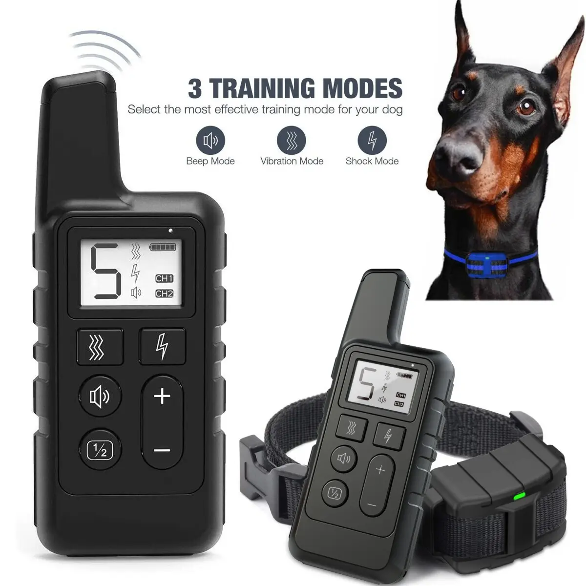 Dog Shock Training Collar Rechargeable, 2700 FT Remote Waterproof with LCD Pet Trainer, 3 Training Modes, Beep/Vibration /Shock, Electric Dog Training Collar for Small Medium Large Dogs