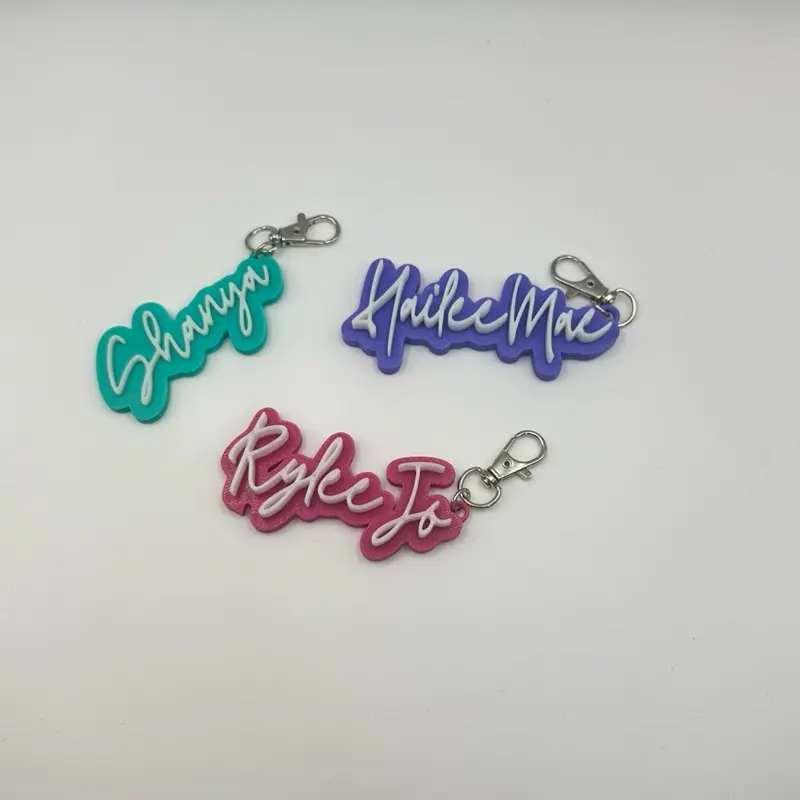 Custom Name Keychain with Clip | Personalized 3D Printed Bag Charm (3–4 Inches) | Cursive Name Keychain