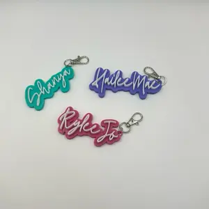 Custom Name Keychain with Clip | Personalized 3D Printed Bag Charm (3–4 Inches) | Cursive Name Keychain