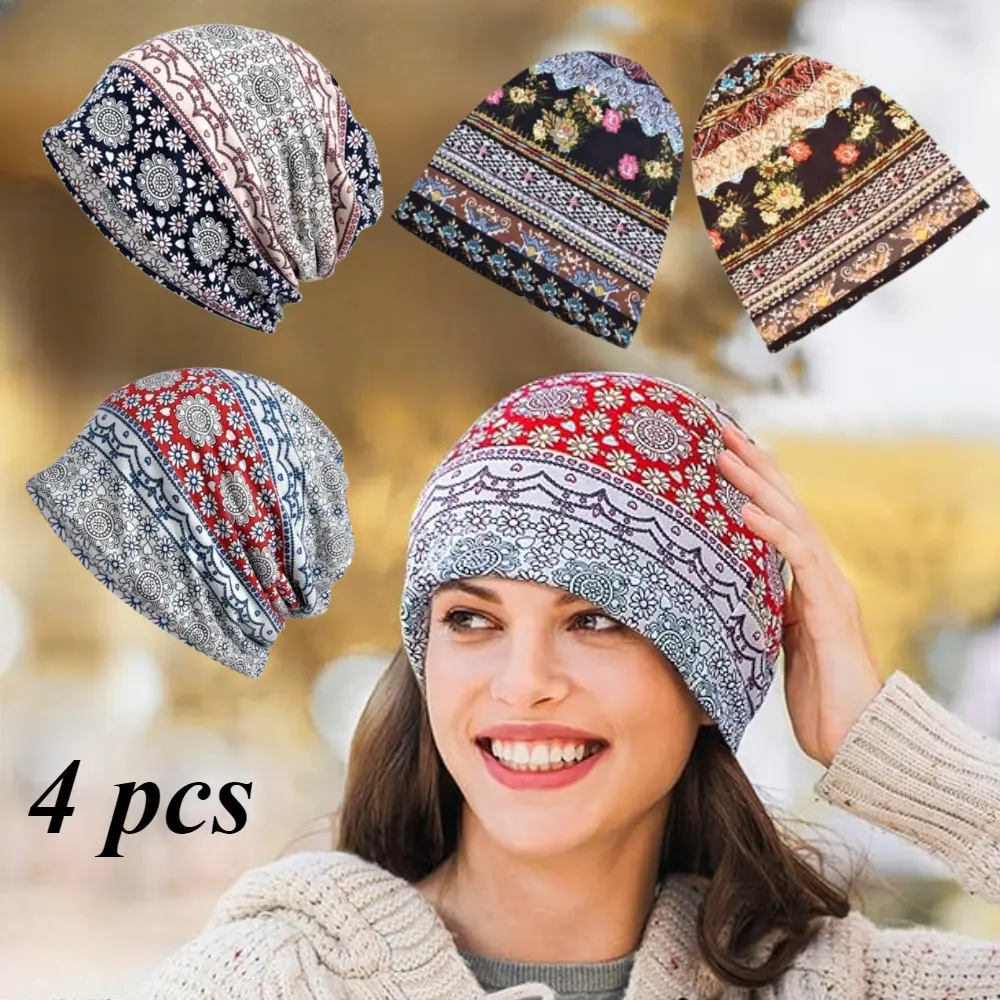 4pcs 11inch multi-purpose hats Beanie loose hat Women's cotton casual hat Universal hip Hop hat Soft lightweight easy to wear easy to clean Suitable for daily running outdoor shooting Pet Supplies