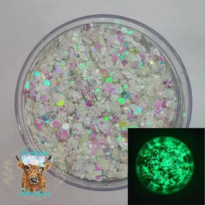 "Sinful Soul" / GLOW IN THE DARK White Opal Chunky Glitter