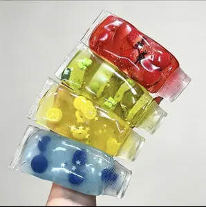 [2 Pcs Set]Cute Squeeze Jam Bottle Fidget Toys Soft Squishy Sensory Stress Relief T2 Pcs Setoys for Kids Adults Slow Rising TPR Squeeze Toys with Fruit Charms Anxiety Relief Hand Therapy Toys
