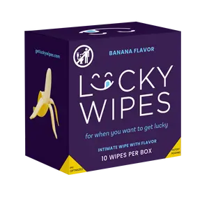 Sweetums Lucky Wipes For Men Banana Flavor Comfort Daily 10 Wipes Per Box Gentle Scented and Flavored Eco Friendly PH Optimized  Gentle Body Care