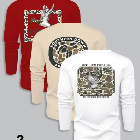 Men's Classic 3-Piece Set Graphic Letter Print Animal Long Sleeve T-Shirts Casual Camouflage T Shirt Menswear, Casual Streetwear Fitted Tops for Spring & Fall, Comfortable Soft Moderate Fabric, Casual Fashion Wear, Camouflage Clothing
