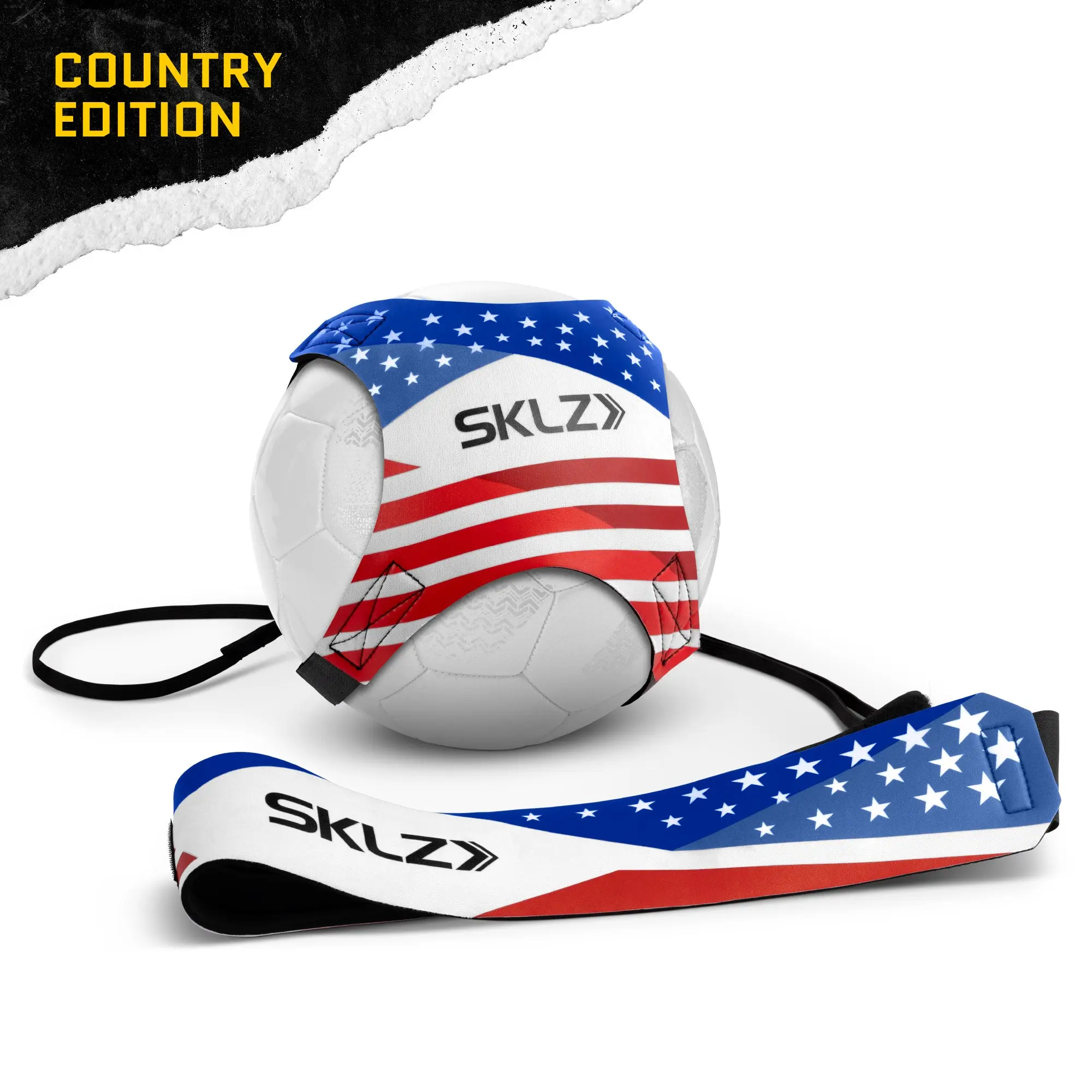 SKLZ Star-Kick Solo Football & Soccer Trainer, Hands-Free Elastic Training Aid with Adjustable Cord for Improving Passing and Ball Control for Footballs, Football Balls