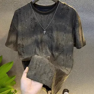 Men's Heavyweight Cotton Tee, Summer Loose Fit Streetwear T-Shirt, Premium Vintage Printed Short Sleeve Top