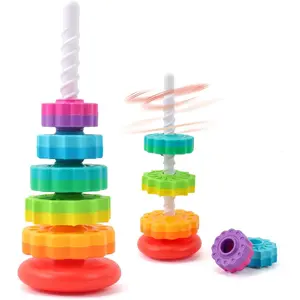 Baby Spinning Stacking Toys, 1-3 Rainbow Ring Toys  Babies, Sensory Toys  Toddlers, Christmas and Birthday Gifts   Boys and Girls (14 inches)
