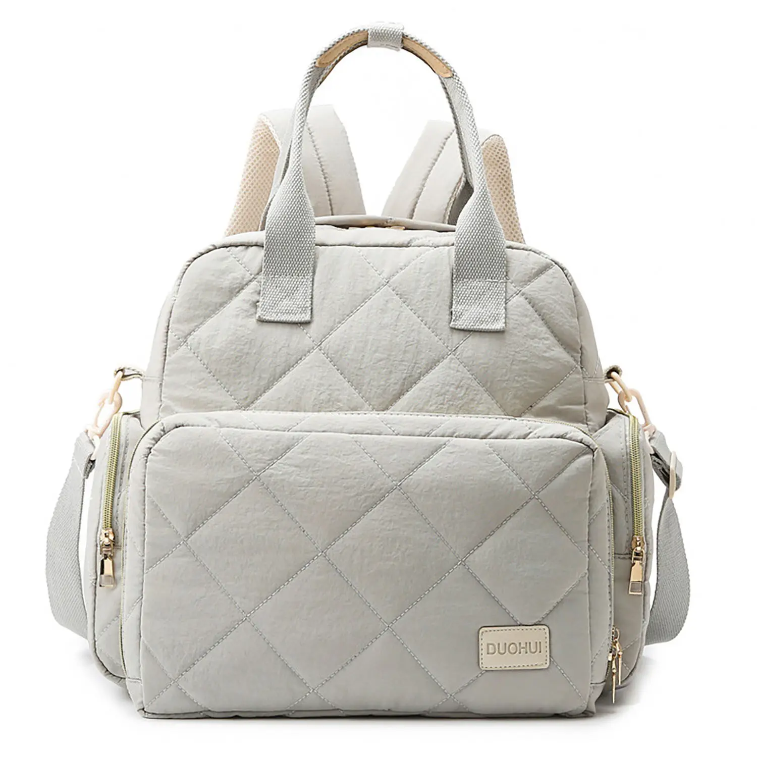 High-End Mommy Bag Handbag, Baby Care Backpack, Dry-Wet Separation Waterproof Multi-Functional Embroidered Grid Shoulder Bag