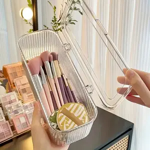 Makeup Brush Storage Box, 1 Count Dustproof Makeup Brush Holder, Portable Makeup Tool Organizer, Cosmetic Storage Box for Bedroom Bathroom, Makeup Brushes Organizer